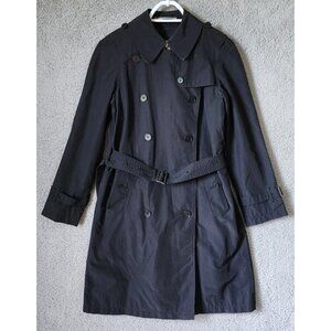 Burberry Womens Sz M Long Sleeve Belted Trench Rain Coat Nova Check Lining Black